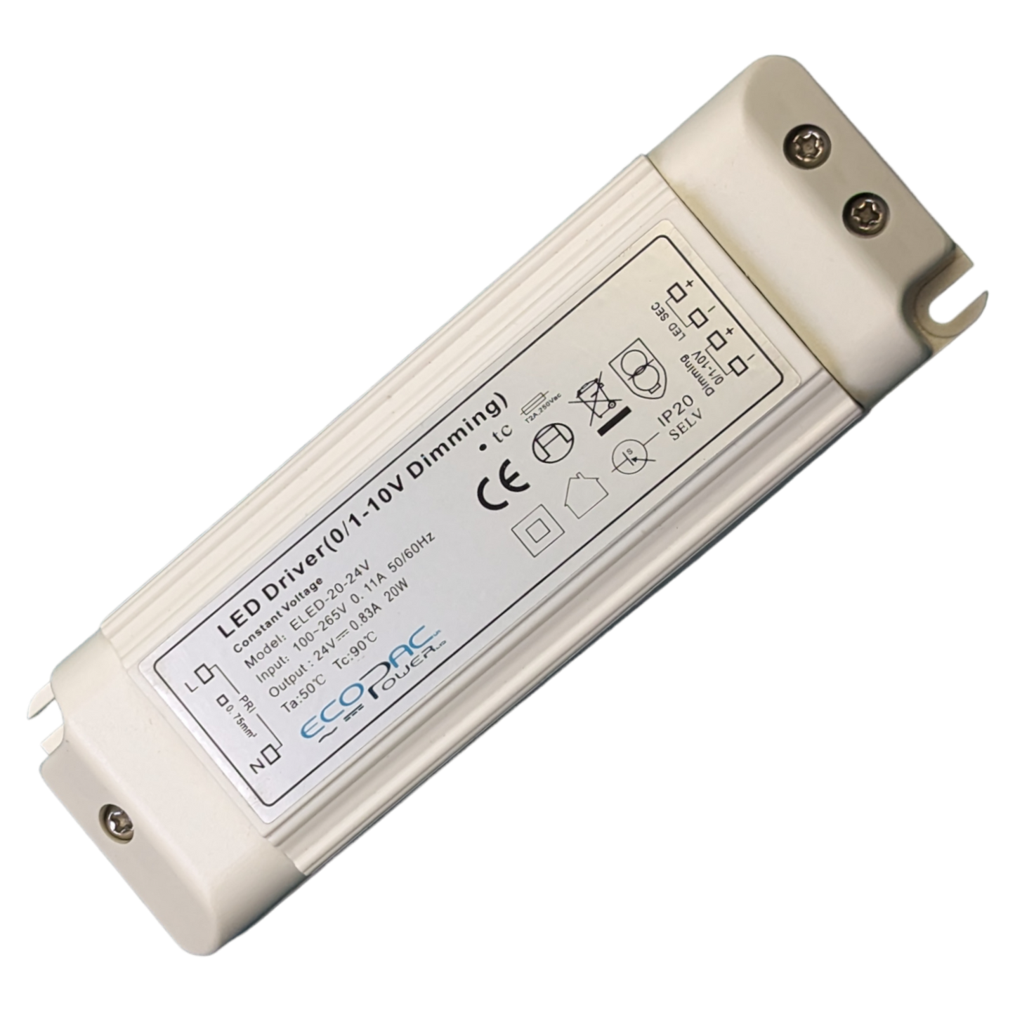 Ecopac ELED-20-24V 20W 0/1-10V Dimmable LED Driver