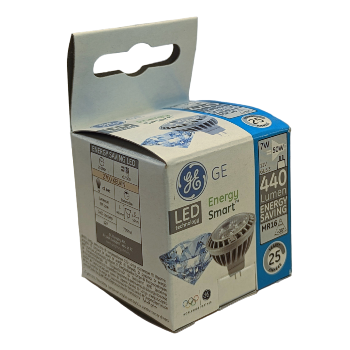 GE MR16 2700K, 3000K, 4000K 12V 7W LED Lamp, Dimmable